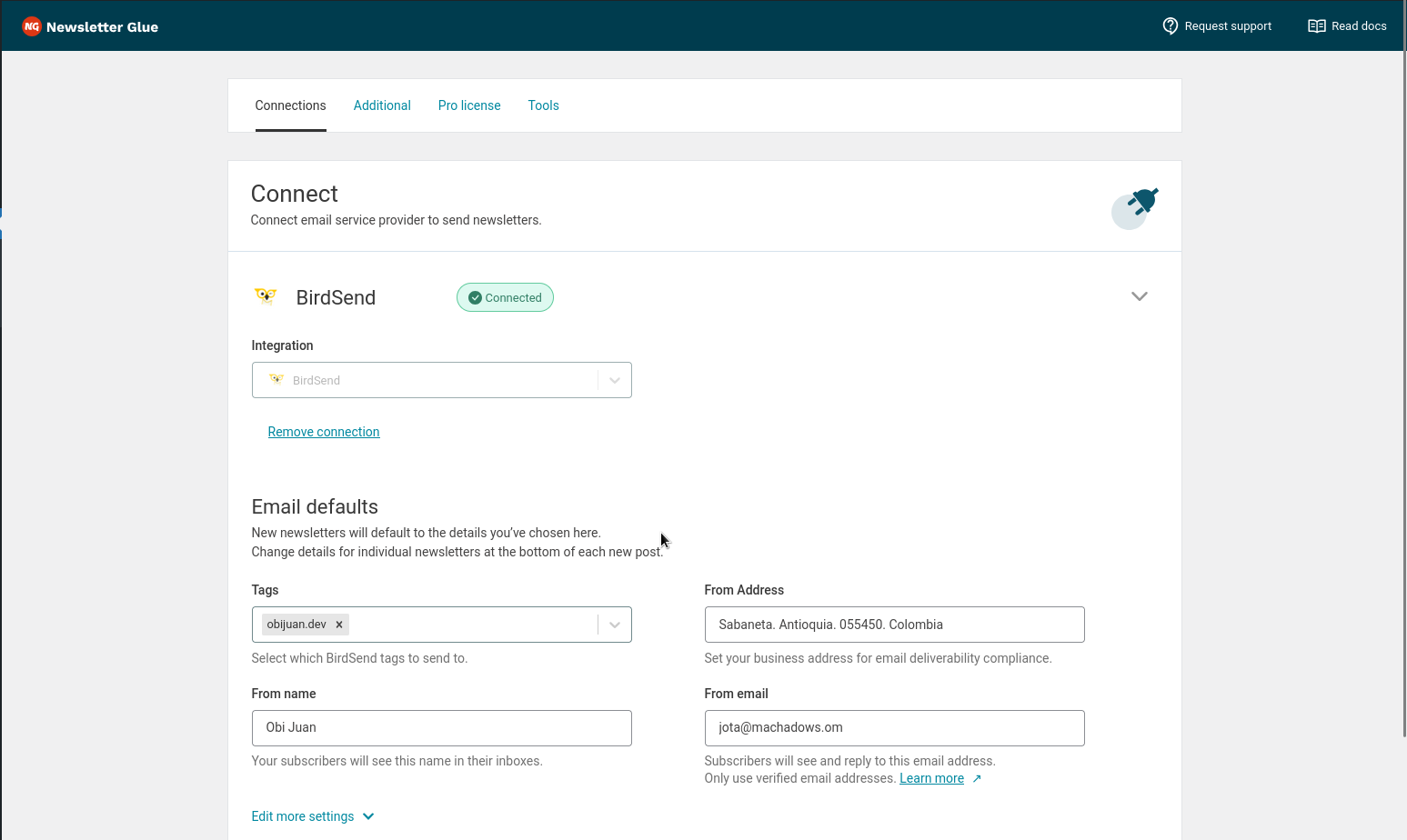 The From Address field under Email Defaults